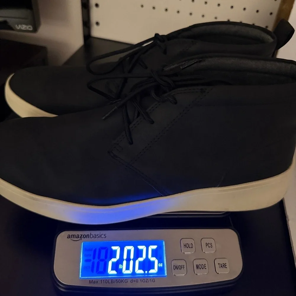IZOD Mens Black Faux Leather Chukka Boots Memory Foam Sneakers Mid Top Shoes